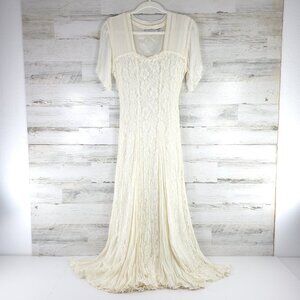 VINTAGE STARINA COTTAGE CORE LACE DRESS OFF WHITE WOMEN'S SIZE SMALL LINED *GUC*